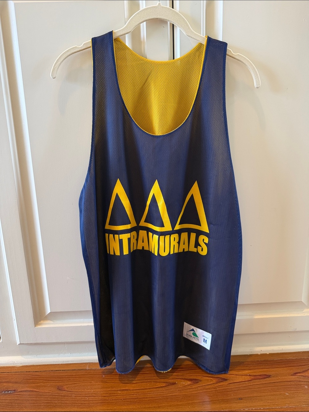 Augusta Sportswear reversible medium Navy and Yellow Intramurals sorority tank
